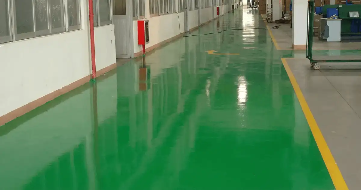 A factory floor professionally covered and marked with epoxy flooring in Knoxville, TN
